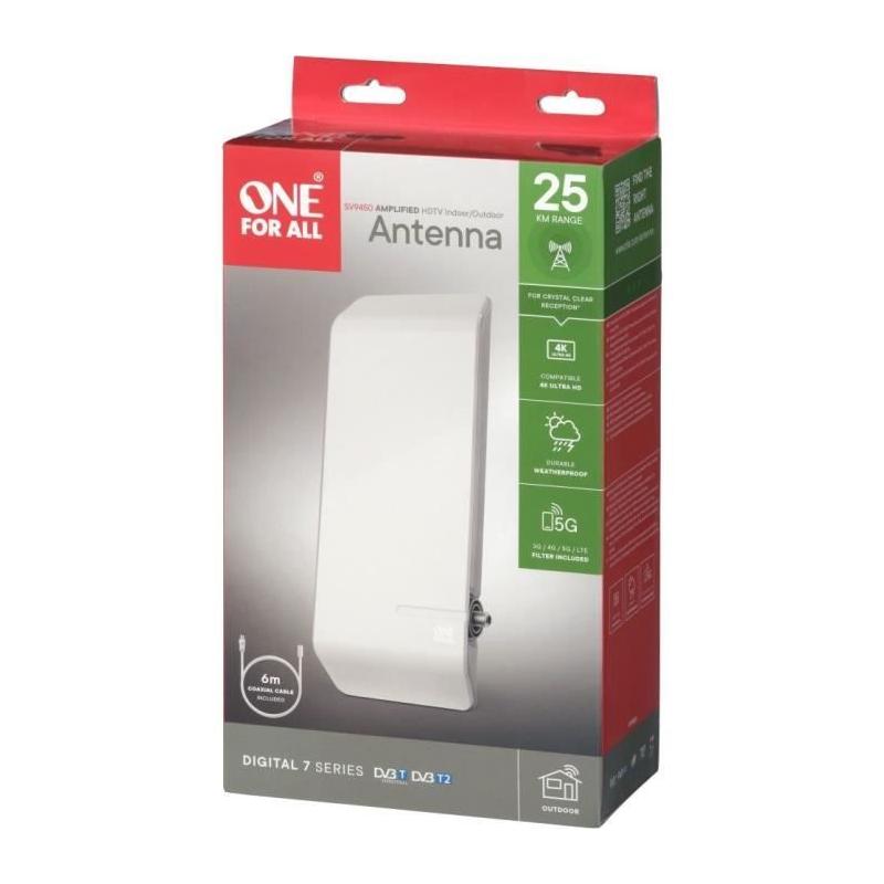 Antenne TV Extérieure Amplifiée Full HD ONE FOR ALL - Filtre 5G