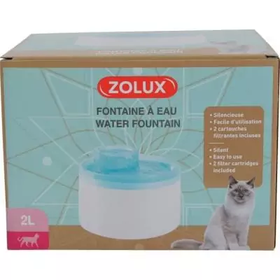 Fontaine à eau Zolux pour chats et chiens - 2 litres - Avec cartouche filtrante