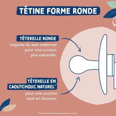 Sucette Dodie Gaia +0m Caoutchouc Ronde Rose - Lot de 2 - Dimensions compactes