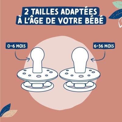 Sucettes Dodie Gaia +6m en caoutchouc naturel - Lot de 2 - Idéal pour les tout-petits