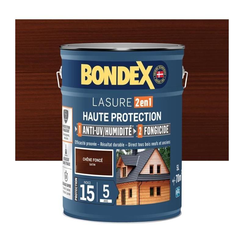 Lasure 2 en 1 Haute protection Chene foncé satin - 5 L Bondex • PEINTURE - VERNIS - TRAITEMENT