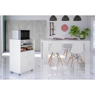 Desserte de Cuisine TIDY - Blanc artik béton - Pratique et Moderne