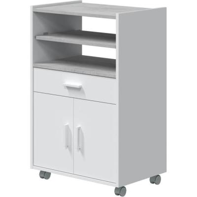 Desserte de Cuisine TIDY - Blanc artik béton - Pratique et Moderne