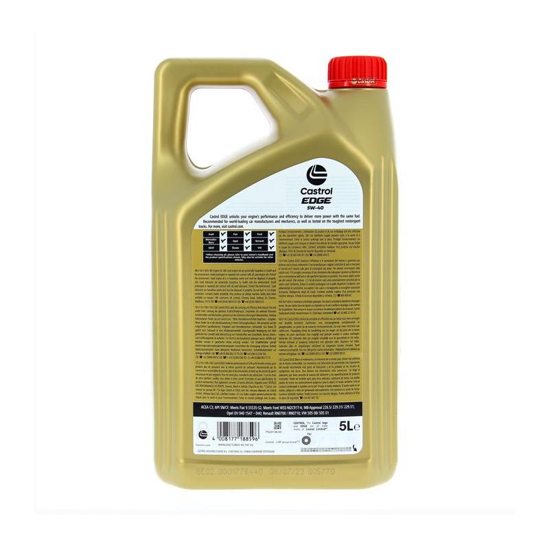 Huile moteur CASTROL EDGE 5W-40 5L - Performances ultimes