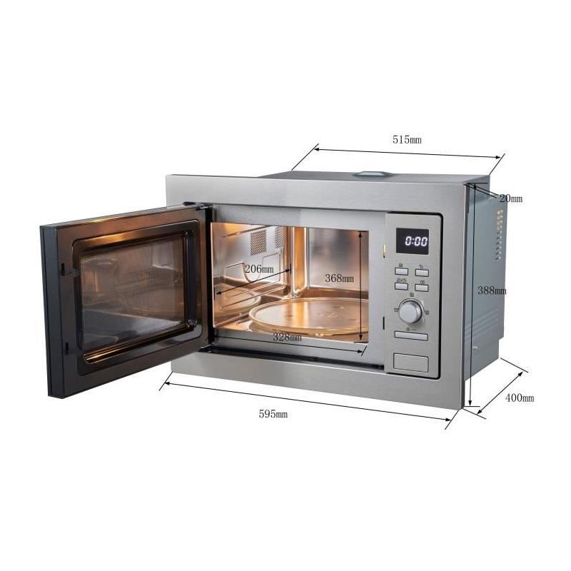 Micro-ondes grill encastrable 25L Continental Edison - Argent