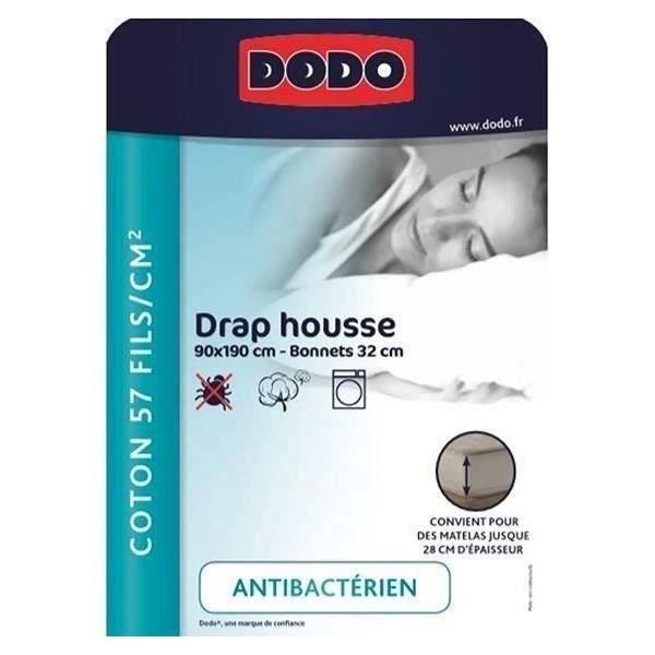 Drap housse DODO - 90x190 cm - Coton - Coutil 32 cm - Blanc
