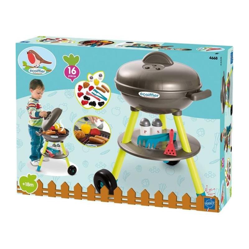 Jouets Ecoiffier - Barbecue Charbon + 16 Accessoires - Fabriqué en France