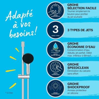 Ensemble de douche GROHE Vitalio Start 110 - Économie d'eau - Chromé