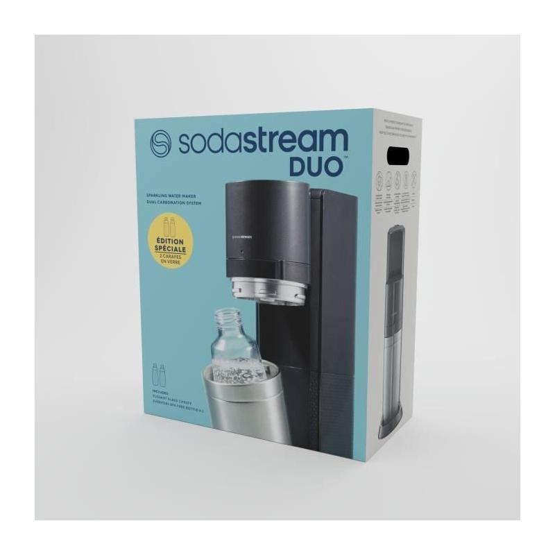 Machine à eau pétillante SODASTREAM - DUO Noire - 2 carafes en verre 1L