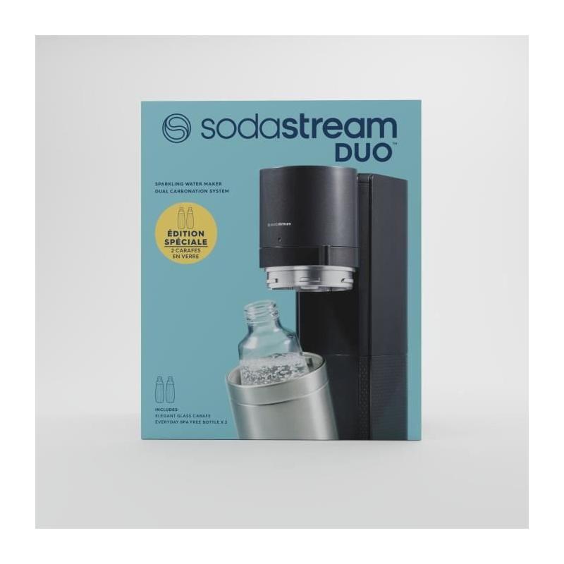 Machine à eau pétillante SODASTREAM - DUO Noire - 2 carafes en verre 1L