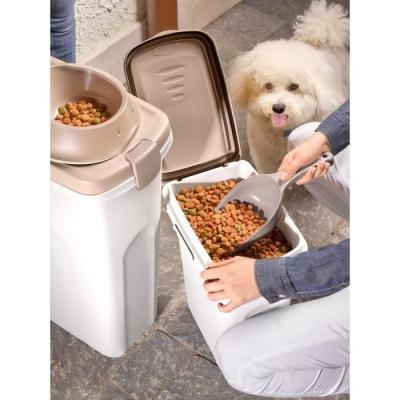 Boîte de rangement pour croquettes pour animaux - Brun/blanc - 15L