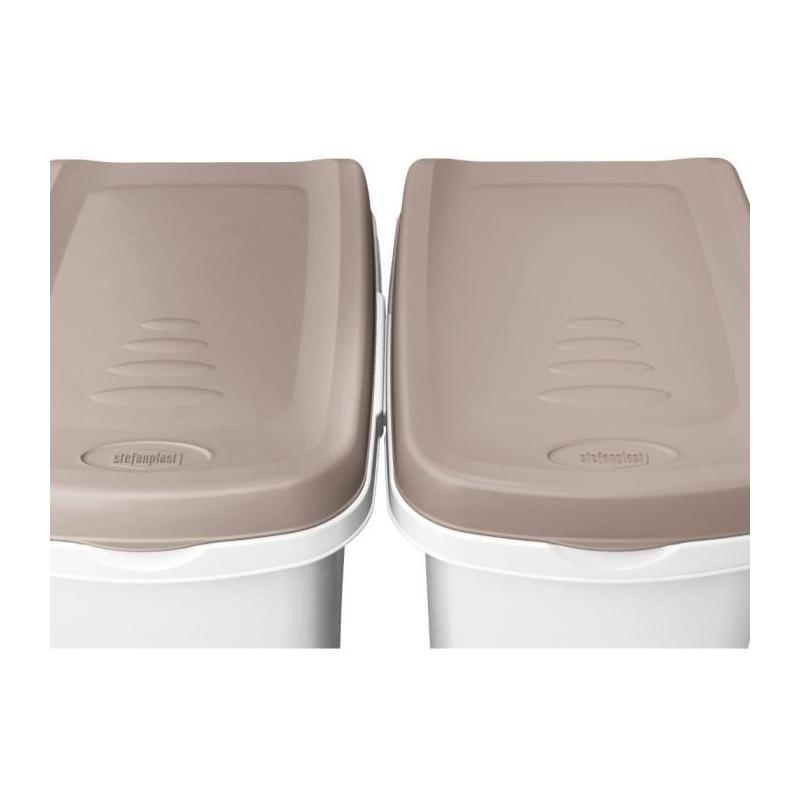 Boîte de rangement pour croquettes pour animaux - Brun/blanc - 15L