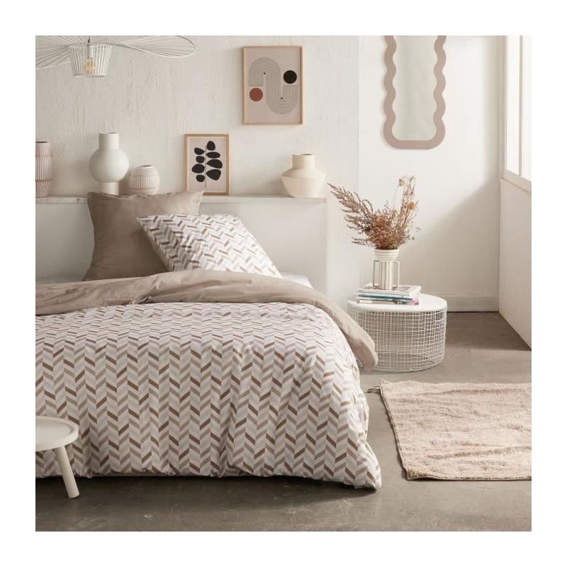 Parure de lit TODAY Crazy - Imprimé Graphique - 2 pers. - Beige
