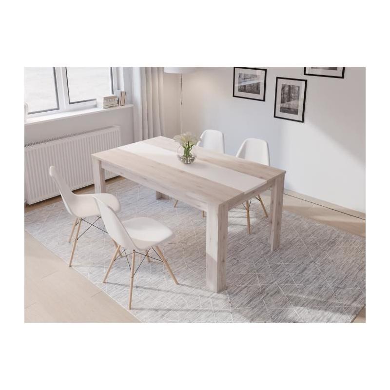 Ensemble mobilier contemporain blanc et chêne pour salle à manger