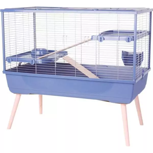 ZOLUX Cage grillagée lapin et rongeur sur pieds 2 étages - L. 99 x l. 54 x H. 92 cm - NeoLife - Zolux Bleu