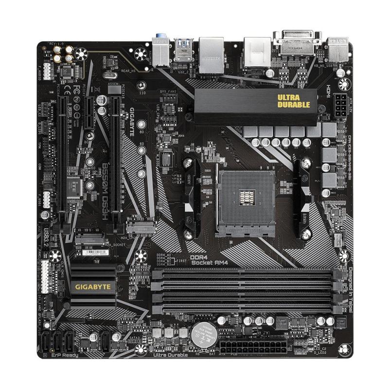 GIGABYTE B550M DS3H Carte mère - Processeurs AMD Ryzen 5000, VRM 5+3 phases, jusqu'à 4733 MHz DDR4, 1xPCIe 4.0 + 1xPCIe 3.0