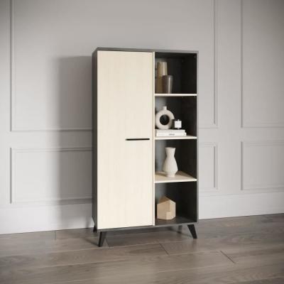 Buffet haut design KENT - Chene de fil / Sidewalk - 1 porte