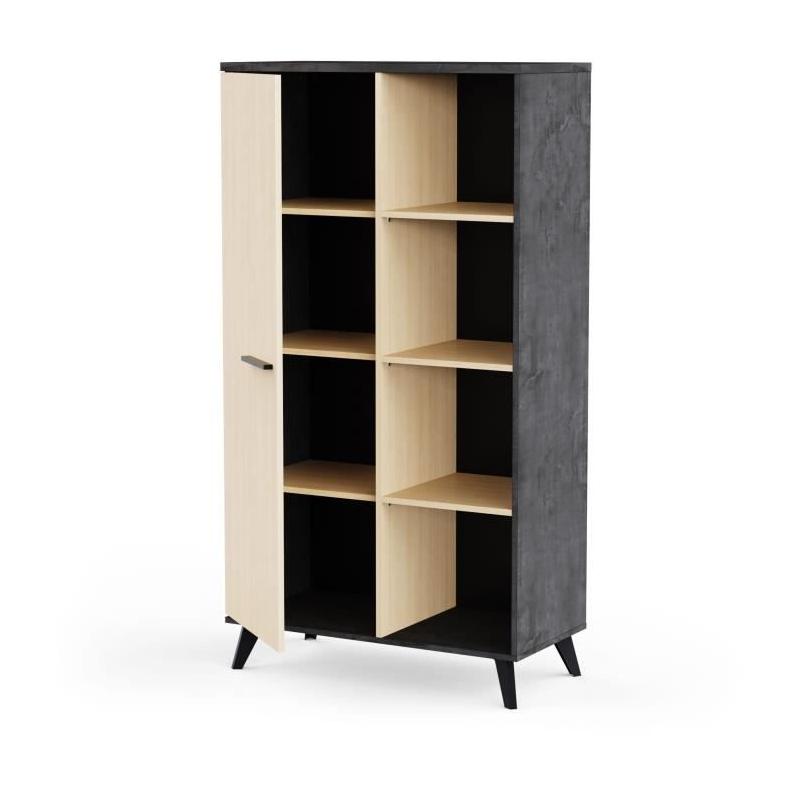 Buffet haut design KENT - Chene de fil / Sidewalk - 1 porte