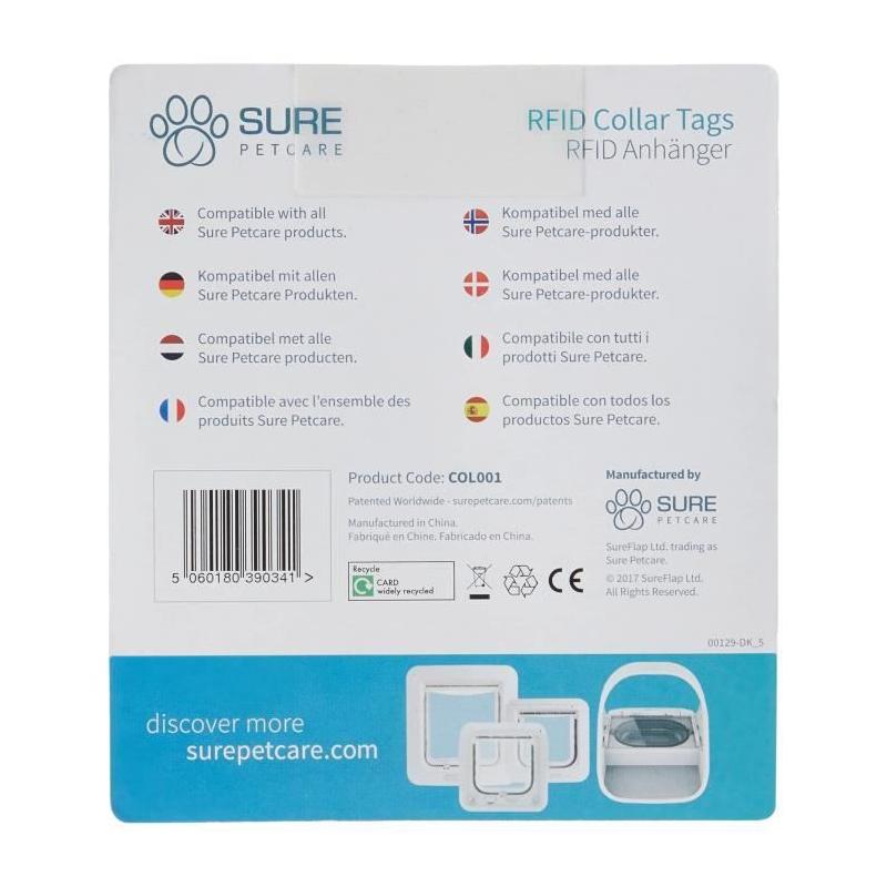 Médaillon d'identification SUREFLAP - Lot de 2 - Radiofréquence - Pour chats adultes