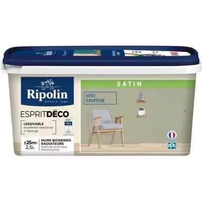 Peinture esprit déco RIPOLIN - Vert gaspésie - Satin - 2,5 L