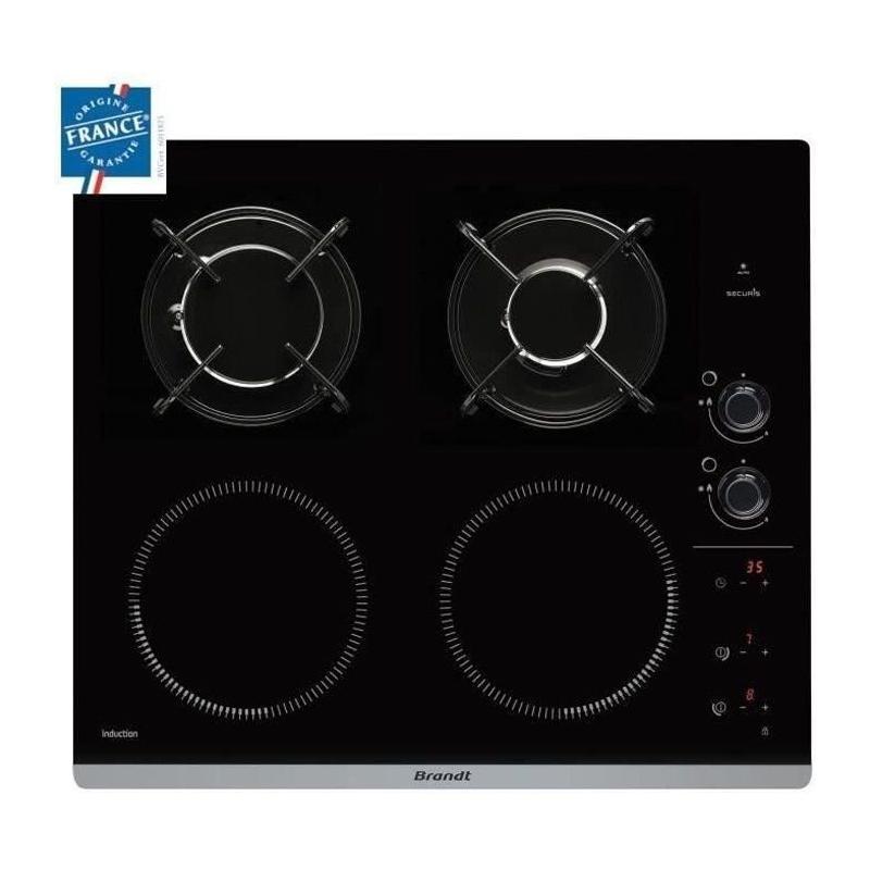 Table de cuisson mixte induction / gaz BRANDT BPI6413BM - Made in France