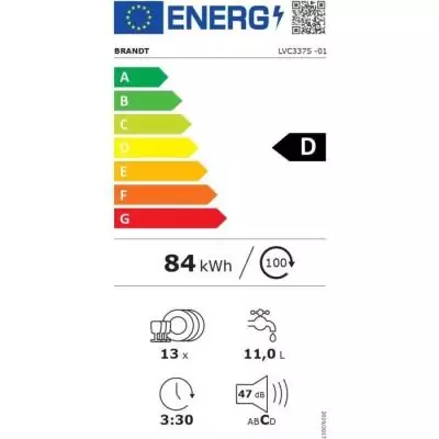Lave-vaisselle BRANDT LVC337S: Performant et éco-responsable