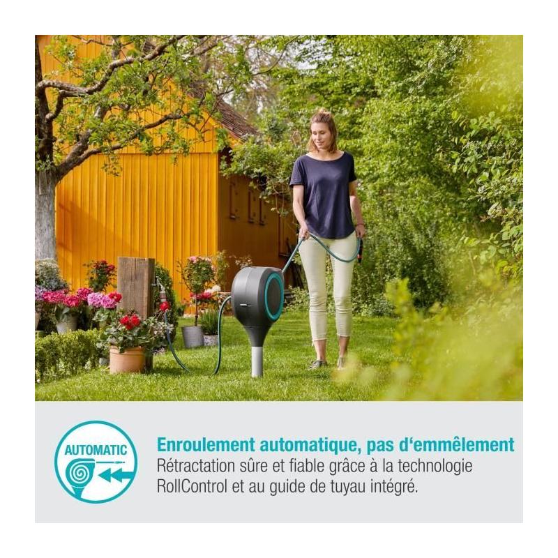 Dévidoir automatique sur pic RollUp S 15 m - GARDENA - Facilité d'enroulement