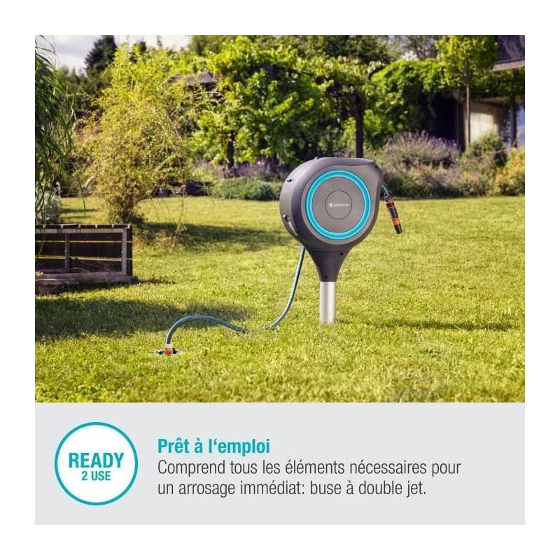 Dévidoir automatique sur pic RollUp S 15 m - GARDENA - Facilité d'enroulement