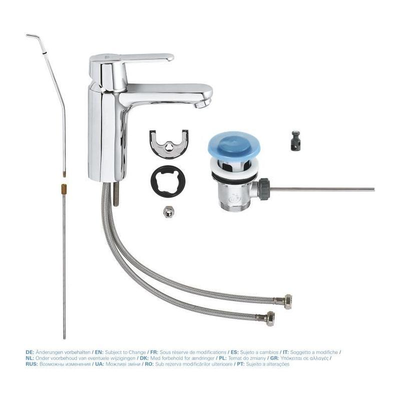 Robinet lavabo GROHE Get avec tirette de vidage et mousseur économie d'eau