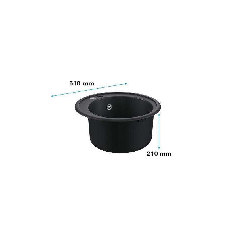Evier GROHE K200 Noir - Design Rond - 1 bac