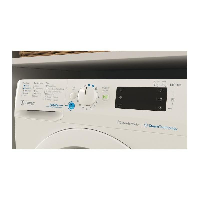 Lave-linge séchant Indesit BDE76435WVFR - 7 / 6 kg - Blanc