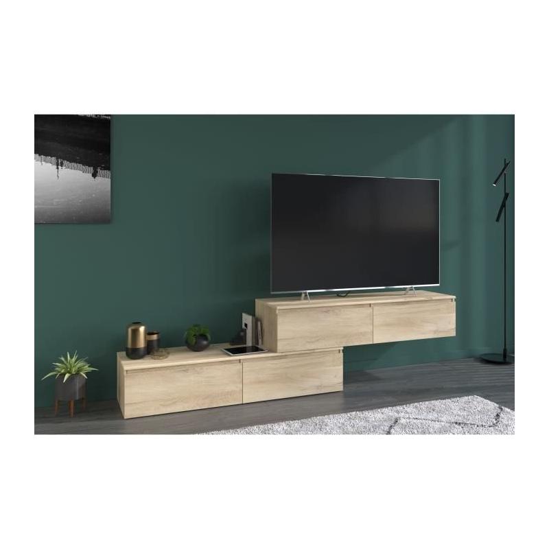 Meuble TV suspendu ou posé LEVIATHAN Chene 138,5 x 40 x 29 cm