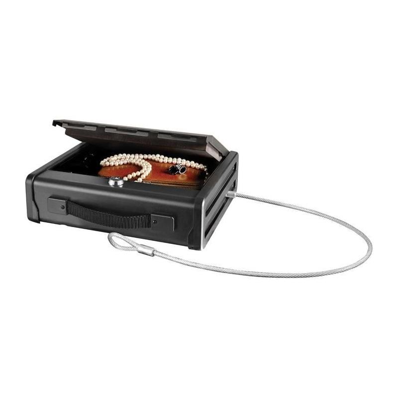 Coffre-fort compact avec câble de fixation - Dimensions pratiques