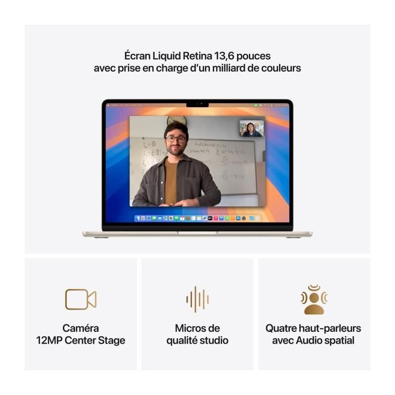 MacBook Air M4 (2025) 13,6" - RAM 24Go - Stockage 512Go - CPU/GPU 10 cœurs - Lumiere Stellaire