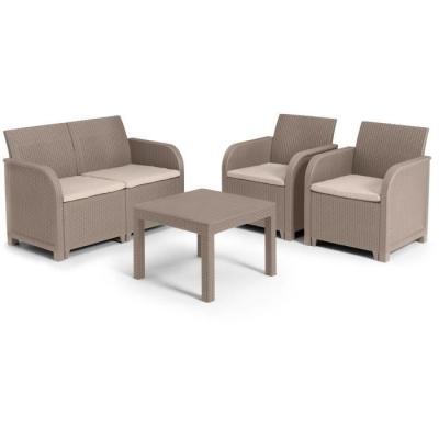 Ensemble de jardin en résine tressée - Allibert by KETER - SanRemo - Cappuccino
