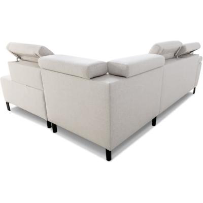 Canapé d'angle convertible STAN - Tissu Beige - Réversible - 4 pers