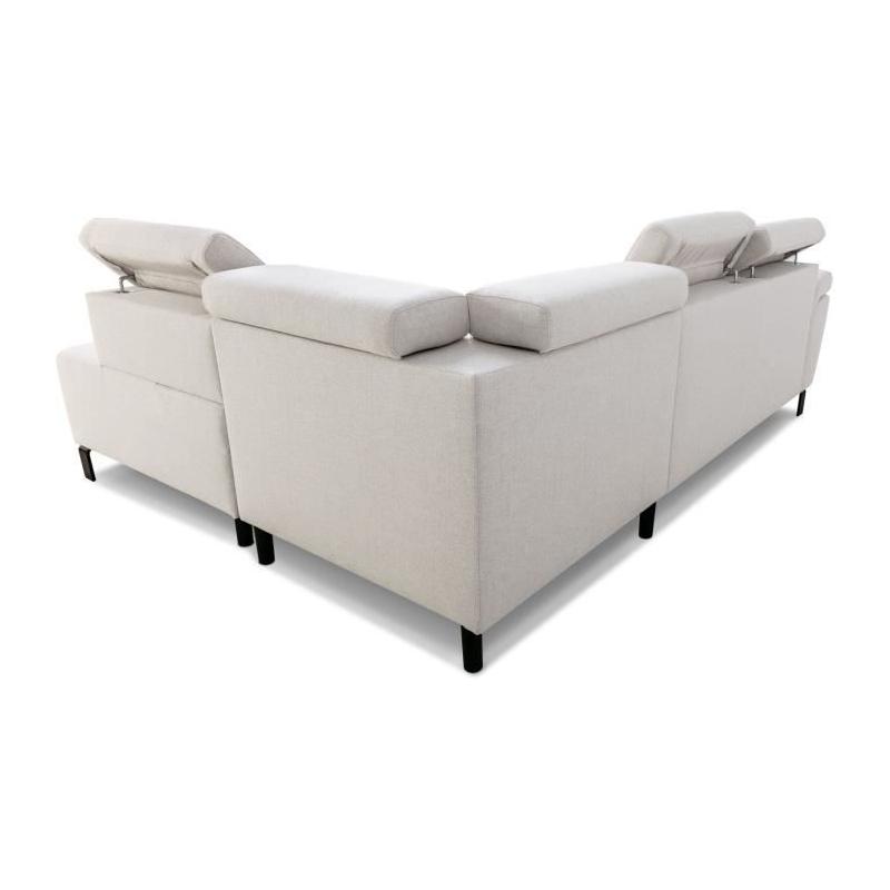 Canapé d'angle convertible STAN - Tissu Beige - Réversible - 4 pers