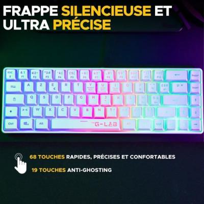Clavier Gamer sans fil - Rétroéclairage arc-en-ciel - Semi-mécanique