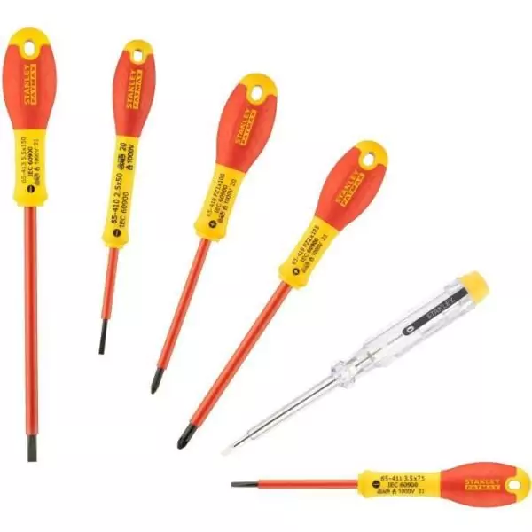 Jeu de 6 Tournevis - STANLEY FATMAX - 0-65-443 - Isolés 1000V - Electricien + Pozidriv + Testeur