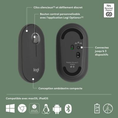 Souris Logitech Pebble Mouse 2 M350s - Légère et portable - Graphite