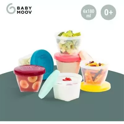 Lot de 6 pots de conservation BABYMOOV Babybols 180ml sans BPA, made in France