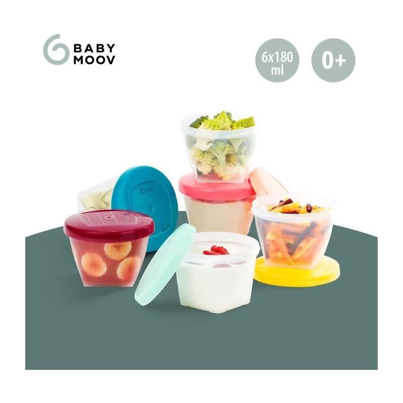 Lot de 6 pots de conservation BABYMOOV Babybols 180ml sans BPA, made in France