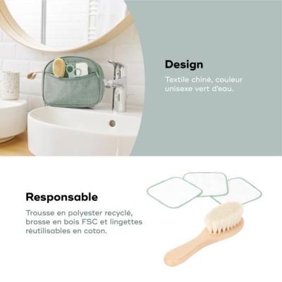 Trousse de Soin Bébé Eco-Responsable - 10 Accessoires, Matcha