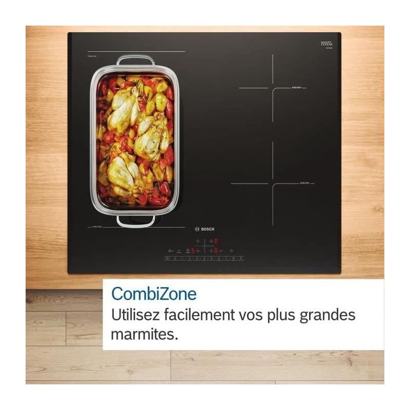 Table induction 60cm Bosch SER6 - PVS63KHC1E Noir - 4 foyers - Home Connect