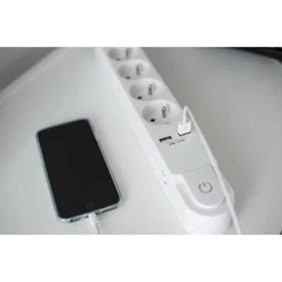 Bloc multiprise 5 prises 16A avec interrupteur et 2 ports USB