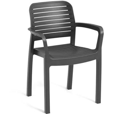 Lot de 6 fauteuils de jardin en résine tressée gris graphite