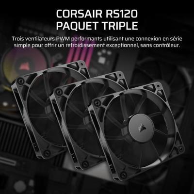 Pack de 3 ventilateurs PWM 120mm - CORSAIR - RS120 - Refroidissement optimal
