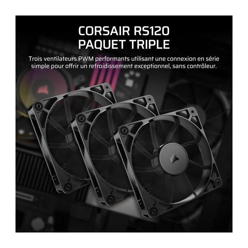 Pack de 3 ventilateurs PWM 120mm - CORSAIR - RS120 - Refroidissement optimal