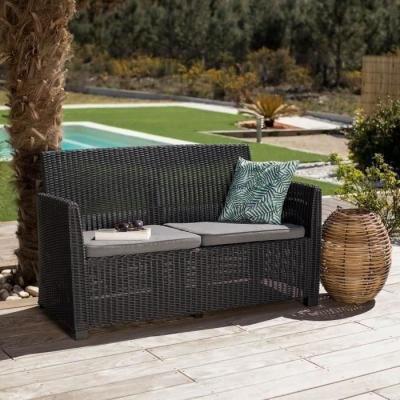 Ensemble de jardin tressé 4 personnes - Mia - Gris graphite