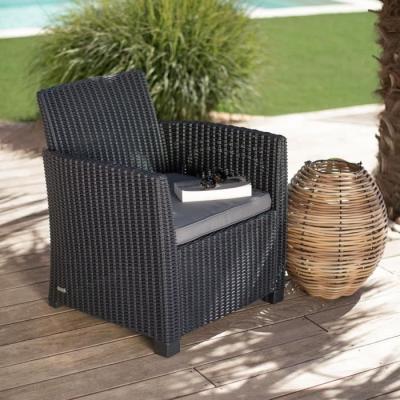 Ensemble de jardin tressé 4 personnes - Mia - Gris graphite